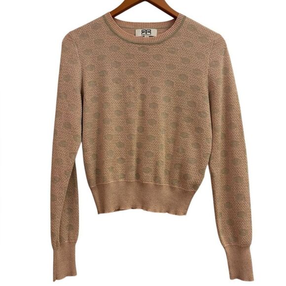 Robert Rodriguez Women's Dusty Pink Gold Polka Dot Crewneck Sweater M - Picture 1 of 6